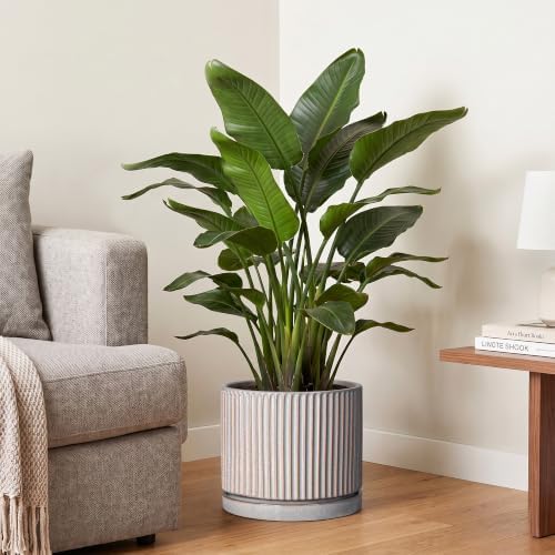 10 Inch Planter, Ceramic Plant Pots, Round Pots for Plants, Grey - Image 4
