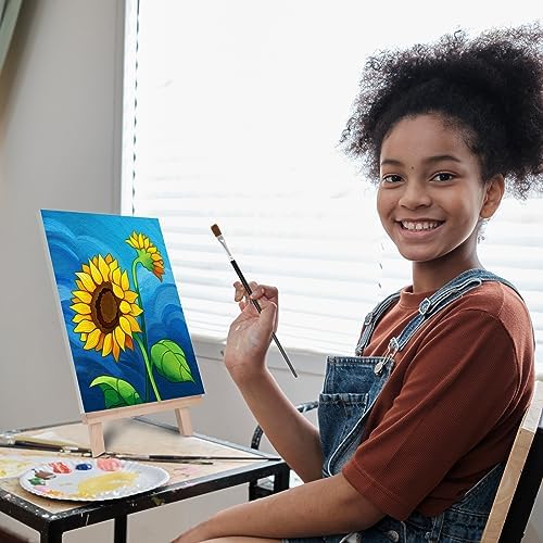 VOCHIC Paint and Sip kit Pre Drawn Canvas Painting Kit for Adults Kids, Canvas Painting Party Supplies Kit with Picture to Paint 1 Easel, 8 Acrylic Colors,3 Brush,1 Pallet Sunflower Art Set (8x10) - Image 3