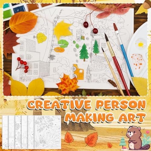 Sherr 75 Pcs 15 Set Thanksgiving Pre Drawn Painting Canvas Kit for Adults - Image 4
