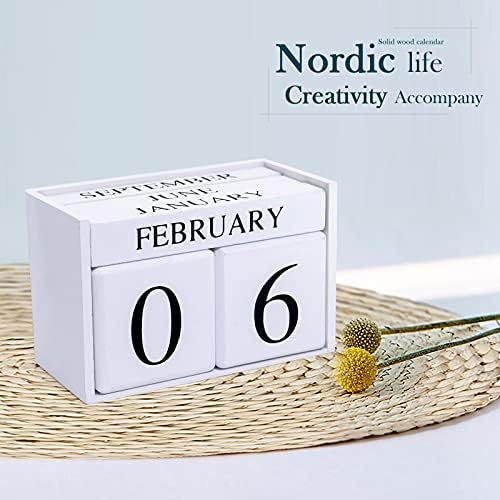 Notakia Wooden Gaobei Desk Blocks Calendar Perpetual Block Month Date Display (Large white) - Image 5