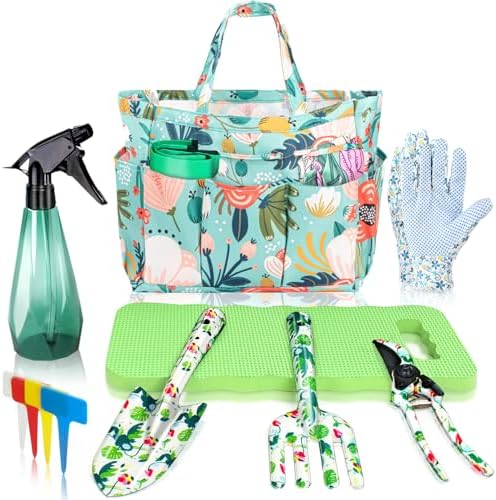 Garden Floral Tool Set with Tote, for Women Plant Lovers by godehone