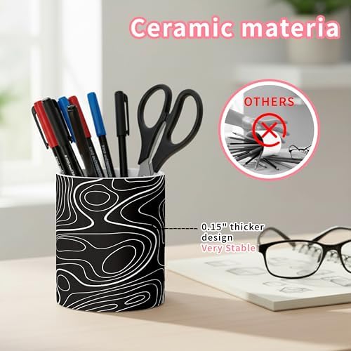 Ceramic Pen Holder Desk Accessories Brush Holder Pencil Holder Organizer - Image 3