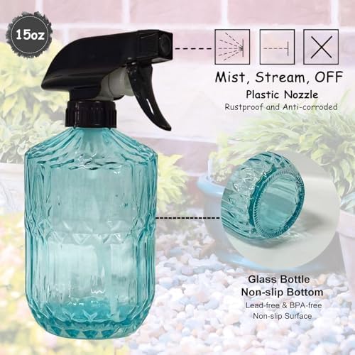 YYTSGG Glass Plant Mister Bottle, 15oz, Blue - Image 3