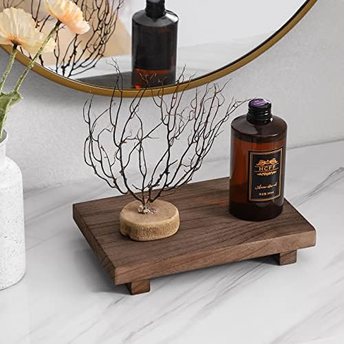 Wood Bathroom Tray Farmhouse Decor Kitchen Soap Holder, 9"x6" Walnut - Image 3