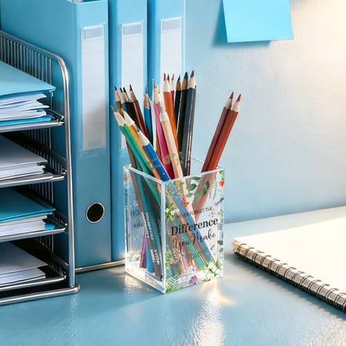 Never Forget The Difference You Make Acrylic Pencil Holder Cup, Farewell Retirement Thank You Gifts for Women Nurse HR, Inspirational Pen Holder for Home Office, Spring Cosmetic Holder Gifts - Image 4