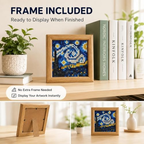 JATOK Square Diamond Art Kit for Adults with Frame, Starry Night 4 x 4 in - Image 3
