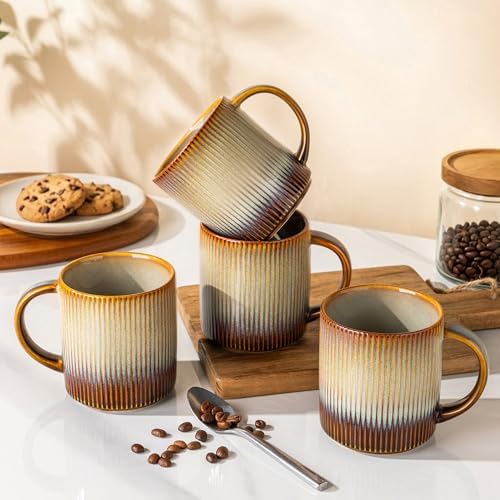 theterra Ceramic Coffee Mugs Set of 6, 14.2 oz Coffee Cups with Handle - Image 4