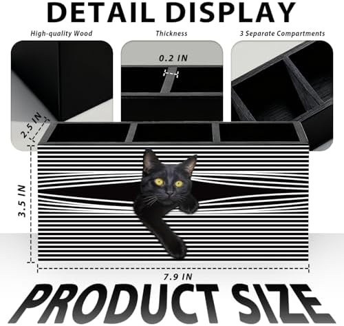 Funny Black Cat Pen Pencil Holder for Desk, Black Cat Mom Lady Lovers Gifts for Women, Pet Lover Gifts Wooden Box Sign Decorations for Home Office Desk Tabletop - Image 7