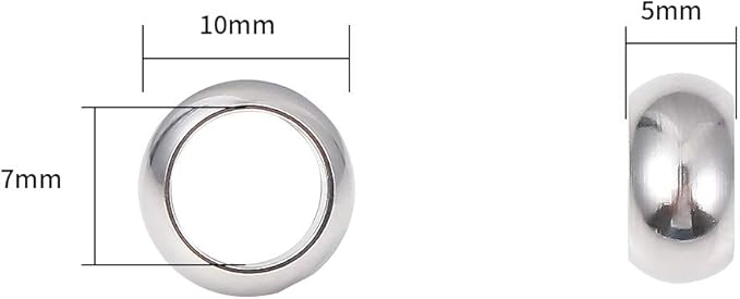 Stainless Steel Spacer Beads 10x5mm Rondelle Loose Charm Caps Beads for DIY Jewelry Making 20pcs with 7mm Hole