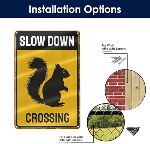 Metal Sign Squirrel Slow Down Crossing Sign Aluminum Metal Tin Signs Warning Sign For Fence Outdoor Yard Wall Decor 8x12 Inch - Image 4