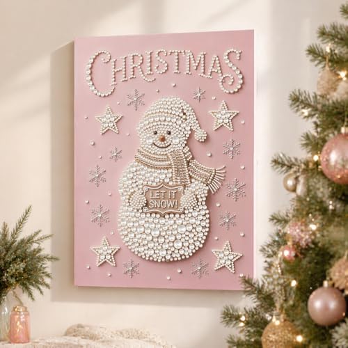 DIY Pearl Painting with Frame Christmas Creative Design Handmade Healing Home Wall Decoration Tools Included-Snowman - Image 3