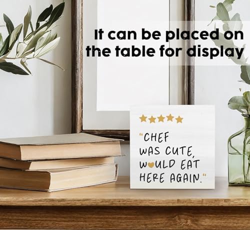 Chef Was Cute Would Eat Here Again Sign, Chef Kitchen Decor Sign, Cute Chef Kitchen Decor Wood Sign Home Decor for Girly Dining Room Restaurant - Image 3