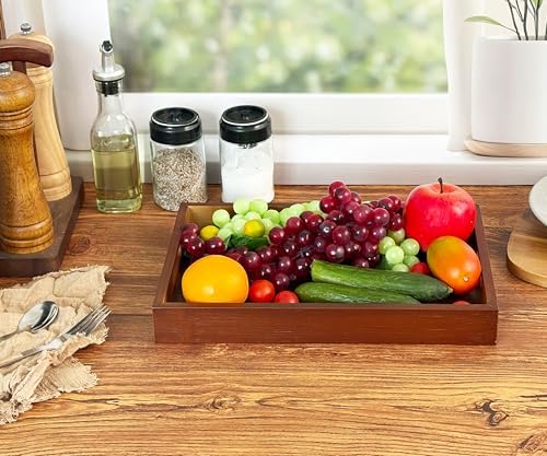 Serving Tray with Handles, 13" x 8.7" Bamboo Tray - Image 2