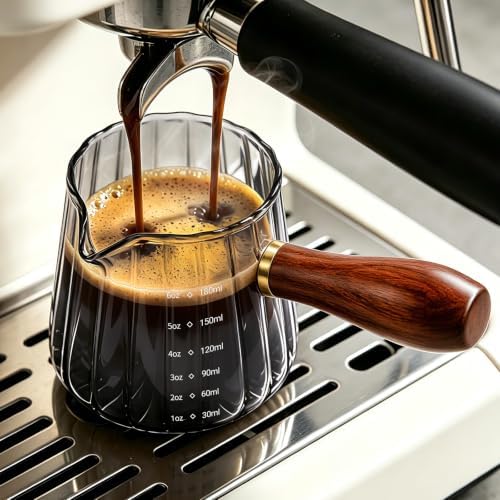 6oz Espresso Cups, V-Spout Espresso Shot Cups, Ribbed Milk Frothing Pitcher by Cfyosnk
