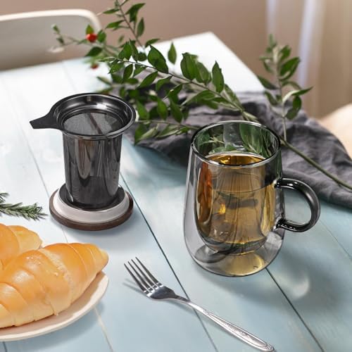 glastal Double Wall Tea Infuser Mug with Infuser 14.5oz for Loose Leaf Tea - Image 5