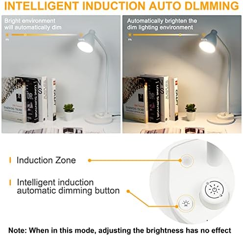 BOHON LED Desk Lamp with USB Charging Port, 3 Color Modes Dimmable, White - Image 6