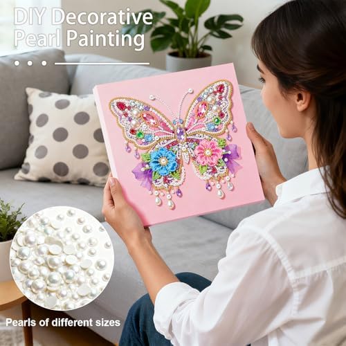 LQCrafK DIY 3D Pearl Art Painting Handcraft Kit for Adults Beginners, Home Wall Decoration, Creative Design Framed Painting with Tools-Butterfly - Image 3