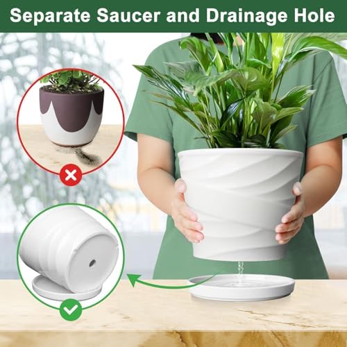 8 Inch Ceramic Plant Pot, White - Image 4