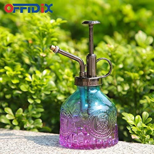 OFFIDIX Glass Plant Mister Spray Bottle, Mini Vintage Spritzer, Indoor/Outdoor Watering Can with Bronze Plastic Top Pump - Image 7