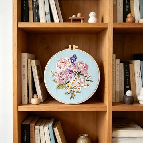 Silentsea Embroidery Kit, Floral and Nature Designs, for Adults and beginers,with Hoops, Needlework Pattern Set (Flower-2) - Image 6