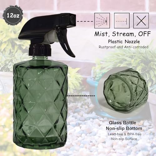 YYTSGG Green Glass Plant Mister Bottle, 12oz Refillable - Image 3