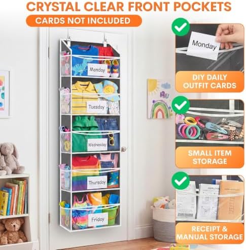 Ofiray-home 5Tiers Over Door Organizer, Weekly Clothes Organizer for Kids - Image 2