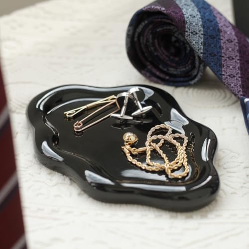 Jewelry Dish Trinket Tray for Women, Ring Dish Holder, Unique Cloud Shape Ceramic Plate Cute Things Vanity Aesthetic Room Decor Mother's Day Birthday (Balck) - Image 6