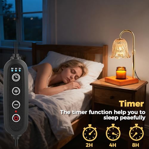 GODONLIF Flower Candle Warmer Lamp with Timer, Gold Electric Candle Lamp - Image 4