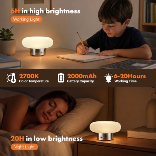 Cordless Table Lamp, Sliver Rechargeable Battery Operated Lamp - Image 4