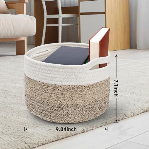 3 Pack Small Rope Storage Baskets, 9.82×9.82×7.1", Mixed Brown - Image 2