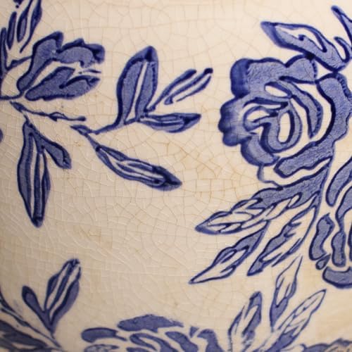 Chinoiserie Ceramic Plant Pot for Garden Decor, 6.3in Rustic Farmhouse Planter with Drainage Hole for House Plants, Blue and White Vase for Centerpiece, Kitchen & Office Decoration, Plant Lover Gifts - Image 5
