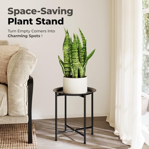 Bamworld Plant Stand Indoor Tall Plant Table Outdoor Plant Stool Black - Image 2