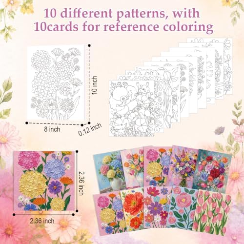 Ctosree 72 Pcs Artistic Flowers Paint and Sip Kit for Adults 8'' x 10'' Pre Drawn Canvas for Painting DIY Pre Printed Canvas for Party Favor Acrylic Painting Kit Wood Easel Brushes Date Night Bulk - Image 3