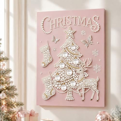 DIY Pearl Painting with Frame Christmas Creative Design Handmade Healing Home Wall Decoration Tools Included-Christmas Tree 2 - Image 5