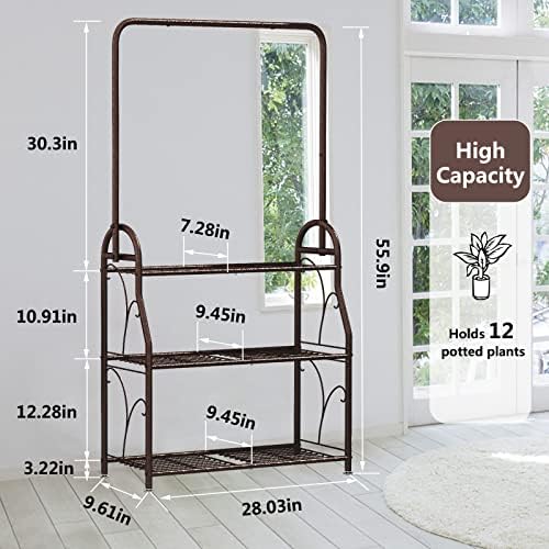 SORCEDAS Plant Stand Outdoor Indoor 3 Tier Metal with Hanging - Image 4