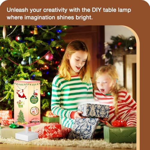aooshine White Small Bedside Lamp for Bedroom - Square Pink Fabric Shade - Image 5