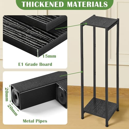 Dipion 40 Inch Extra Tall Plant Stand Indoor,2 Tier Pedestal Stand,Black - Image 2