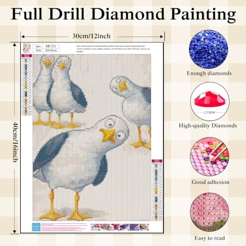 Animal Diamond Painting Kits for Adults,Cartoon Seagull Diamond Art Kits - Image 5