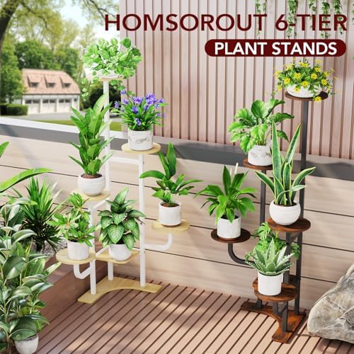 Homsorout Corner Plant Stand with Grow Light - 6 Tier Plant Stand Indoor Round Metal Plant Shelf with Adjustable Light, Plant Organizer for Living Room, Garden, Home Decor, Brown - Image 3