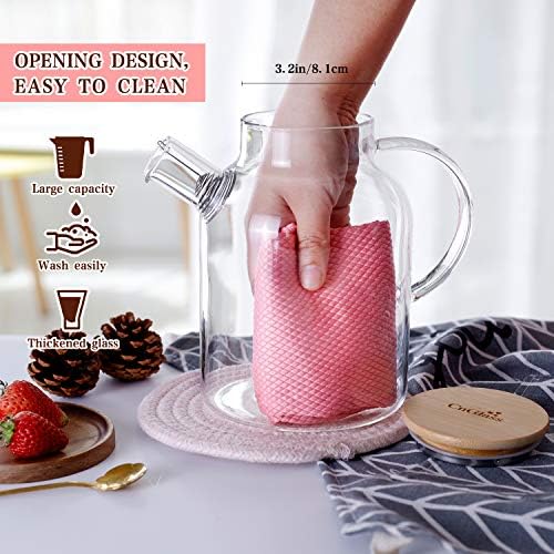 CnGlass Glass Teapot Stovetop Safe,50.7oz Clear Glass Pitcher with Removable Filter Spout for Loose Leaf and Blooming Teabag - Image 3