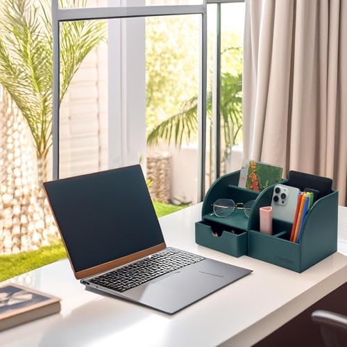 UnionBasic Desk Organizer - Multifunctional Leather Desktop Pen Holder Storage Box - Business Card/Pen/Pencil/Mobile Phone/Stationery Holder - Image 2