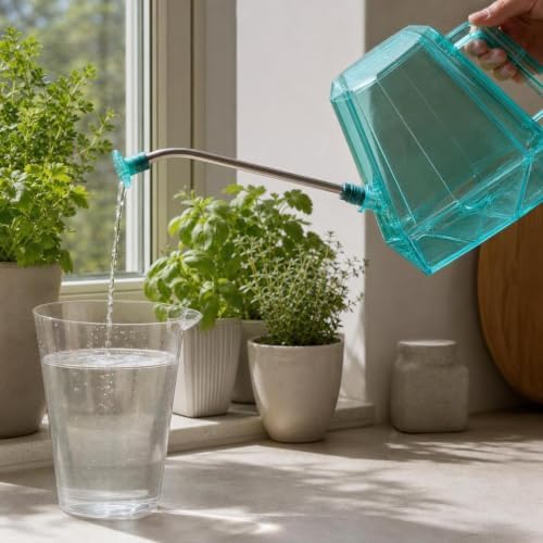 Elegant Watering Can with Extra Long Stainless Steel Spout for Soil Level Watering of Delicate Houseplants Potted Plants Balcony Flowers Sturdy Metal Body, Rose Pink, 1.2L - Image 5
