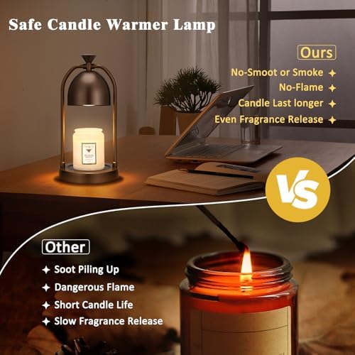 Brown Candle Warmer Lamp with Timer-Electric Candle Light for Bedroom Decor, Aromatherapy at Home | Gifts for Men | Home Gift Ideas - Image 3