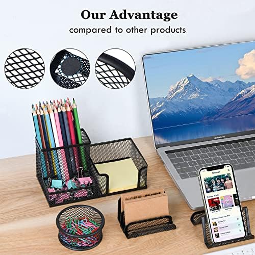Desk Organizers set with Mesh Pen Holder Cup Office Supply(6 Piece set) - Image 3