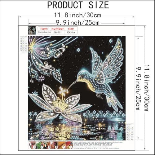 Hummingbird Diamond Art Painting Kits 5D Special Shape 12 x 12 inch - Image 5