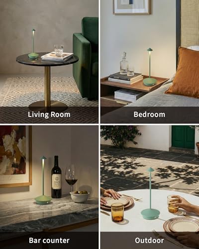 Modern Cordless Table Lamp Set of 2, Green Portable LED Desk Lamps - Image 6