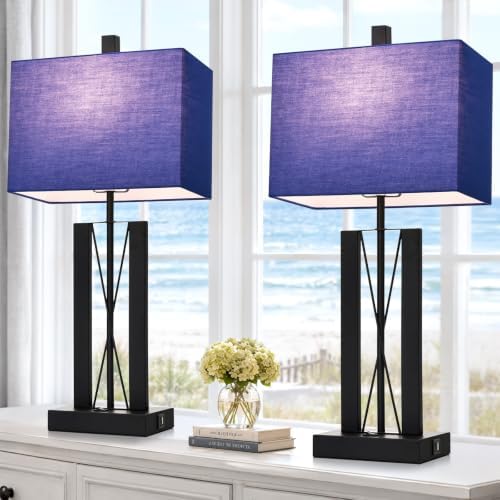 Lolikit 25" Table Lamps for Living Room Set of 2, Bedside Lamps for Bedroom by Lolikit