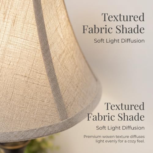 Traditional Table Lamp, Black Farmhouse Desk Lamp with Fabric Shade - Image 4