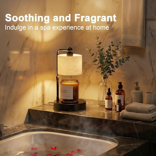 Candle Warmer Lamp with Timer, Best House Warming Gift, Height Adjustable & Dimmable Electric Candle Warmer Lamp, Includes 2 Bulbs, Birthday Gift for Women, Mom, Housewarming - Flaxen - Image 6