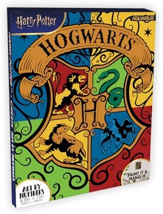 AQUARIUS Harry Potter Hogwarts Crest Paint by Numbers Kit, 8.5 x 11 Canvas Art Set for Adults, Kids, Collectors & Fans Officially Licensed Home Decor by AQUARIUS